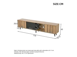 Suporte de TV - 175 x 31,5 x 45 cm - com 3 armários - adequado para TVs de 75 polegadas - aglomerado - natural