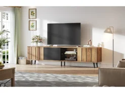 Suporte de TV - 175 x 31,5 x 45 cm - com 3 armários - adequado para TVs de 75 polegadas - aglomerado - natural