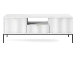 Suporte de TV 2 portas e 1 gaveta com pés de metal preto, 154x56 cm