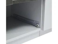 Suporte de TV branco - Suporte de TV com 4 portas e 2 gavetas - com iluminação LED e prateleiras em vidro - para sala de estar e quarto