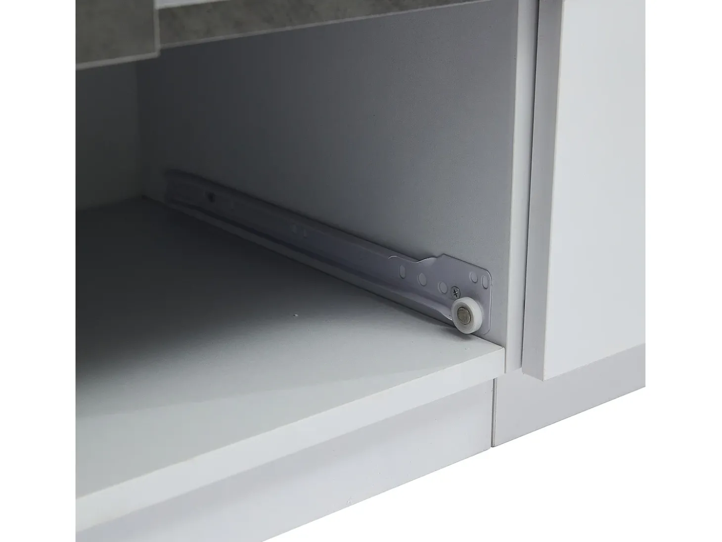 Suporte de TV branco - Suporte de TV com 4 portas e 2 gavetas - com iluminação LED e prateleiras em vidro - para sala de estar e quarto