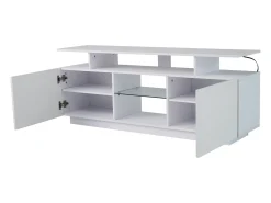 Suporte de TV branco com iluminação LED de 16 cores e 2 portas - para TVs de 40 a 49 polegadas.