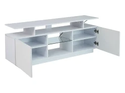 Suporte de TV branco com iluminação LED de 16 cores e 2 portas - para TVs de 40 a 49 polegadas.