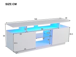 Suporte de TV branco com iluminação LED de 16 cores e 2 portas - para TVs de 40 a 49 polegadas.