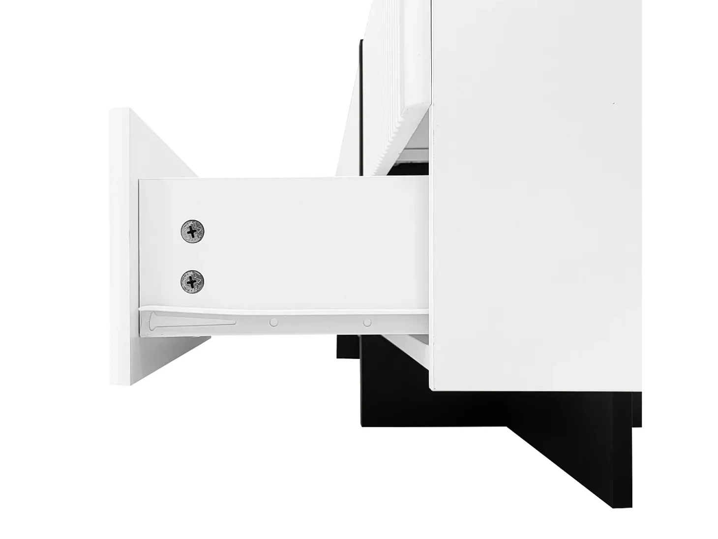Suporte de TV branco com vários compartimentos de armazenamento, design vertical moderno fosco, linhas pretas, 190 x 35 x 45 cm, branco