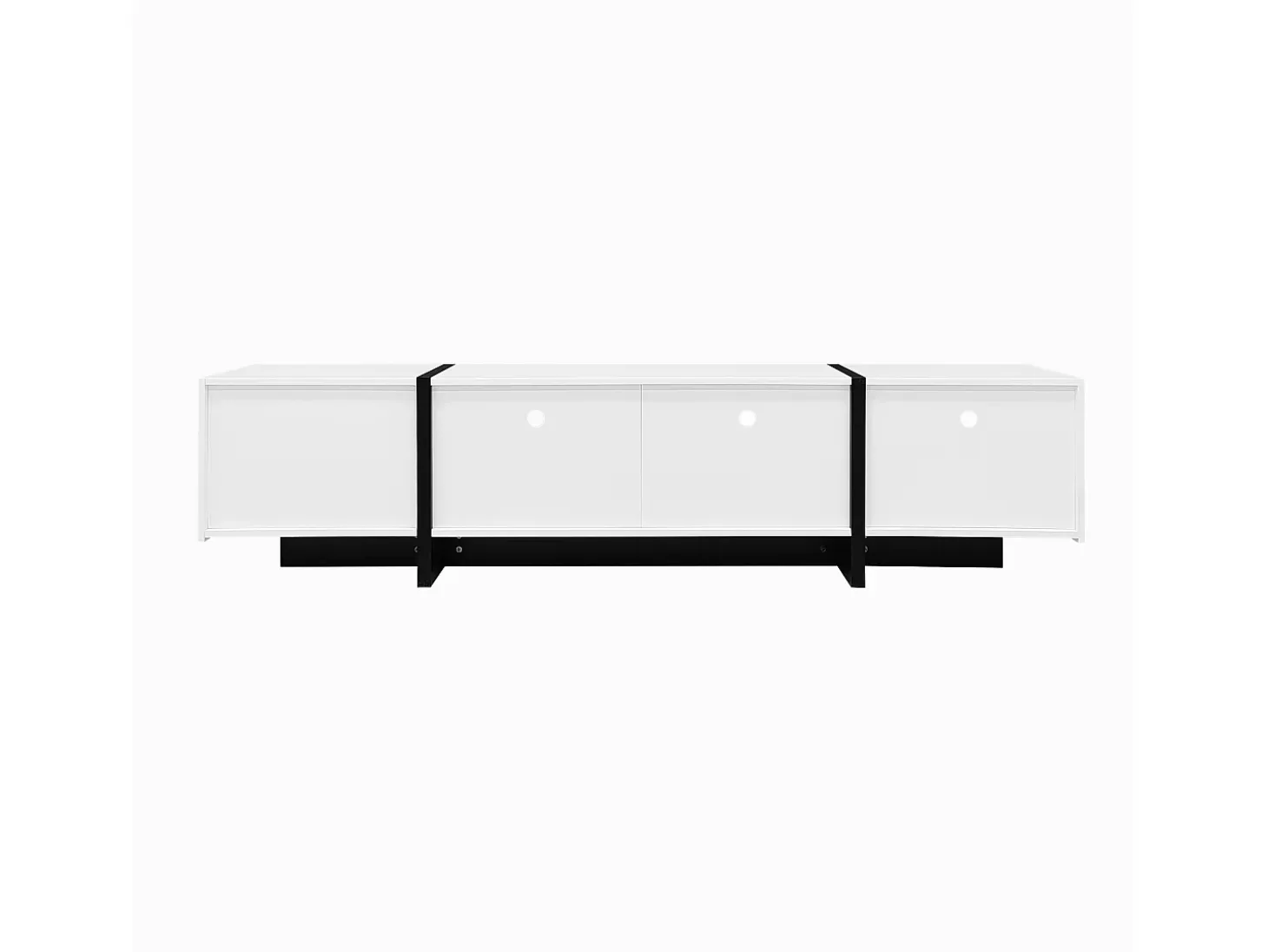 Suporte de TV branco com vários compartimentos de armazenamento, design vertical moderno fosco, linhas pretas, 190 x 35 x 45 cm, branco