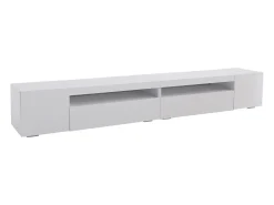 Suporte de TV branco com iluminação LED e 4 portas - Madeira MDF