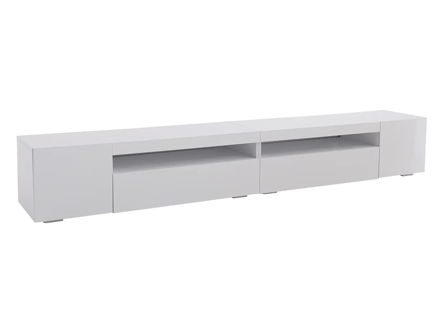 Suporte de TV branco com iluminação LED e 4 portas - Madeira MDF