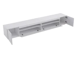 Suporte de TV branco com iluminação LED e 4 portas - Madeira MDF