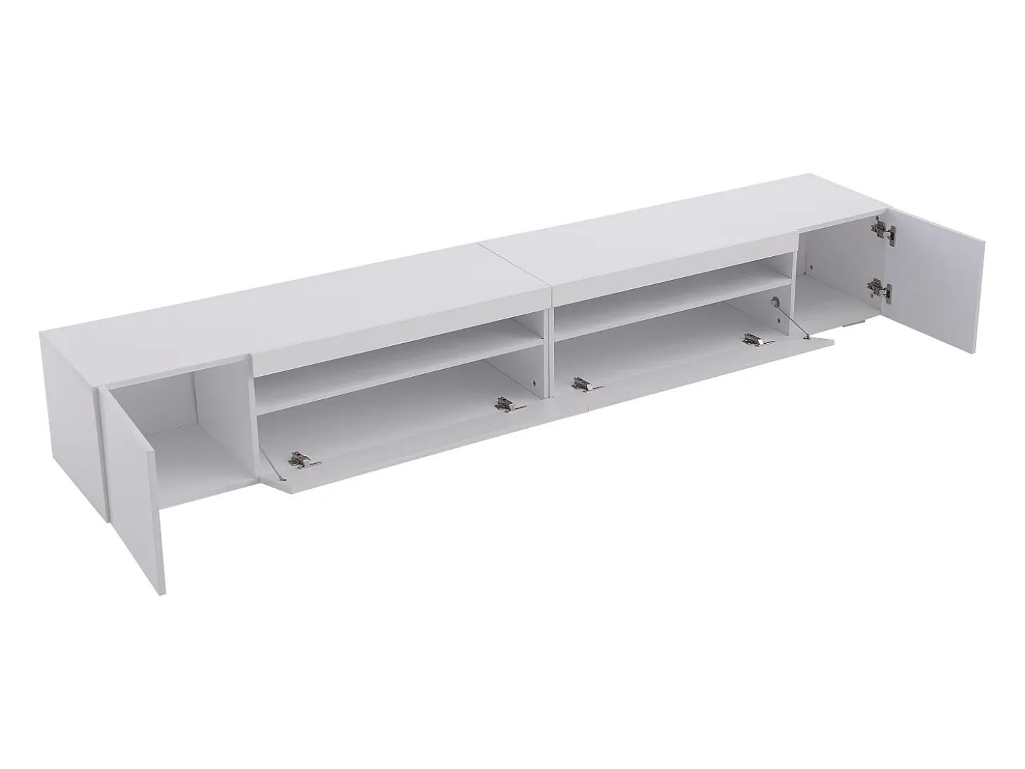 Suporte de TV branco com iluminação LED e 4 portas - Madeira MDF