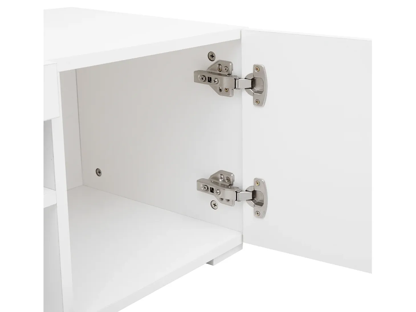 Suporte de TV branco com iluminação LED e 4 portas - Madeira MDF