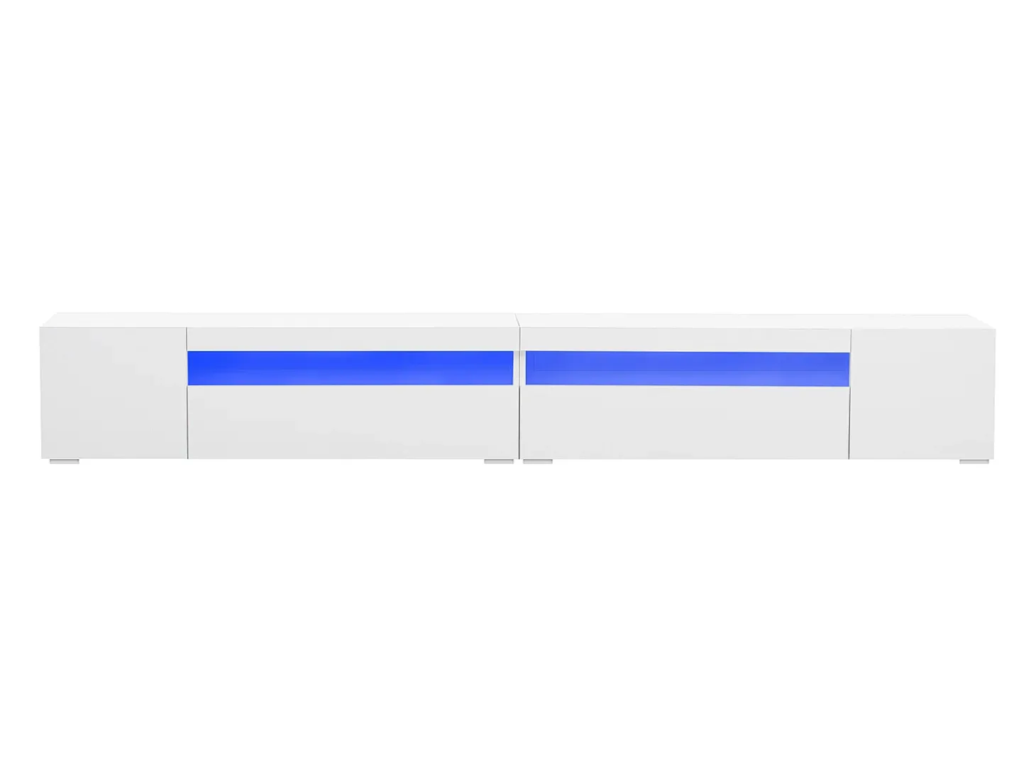 Suporte de TV branco com iluminação LED e 4 portas - Madeira MDF