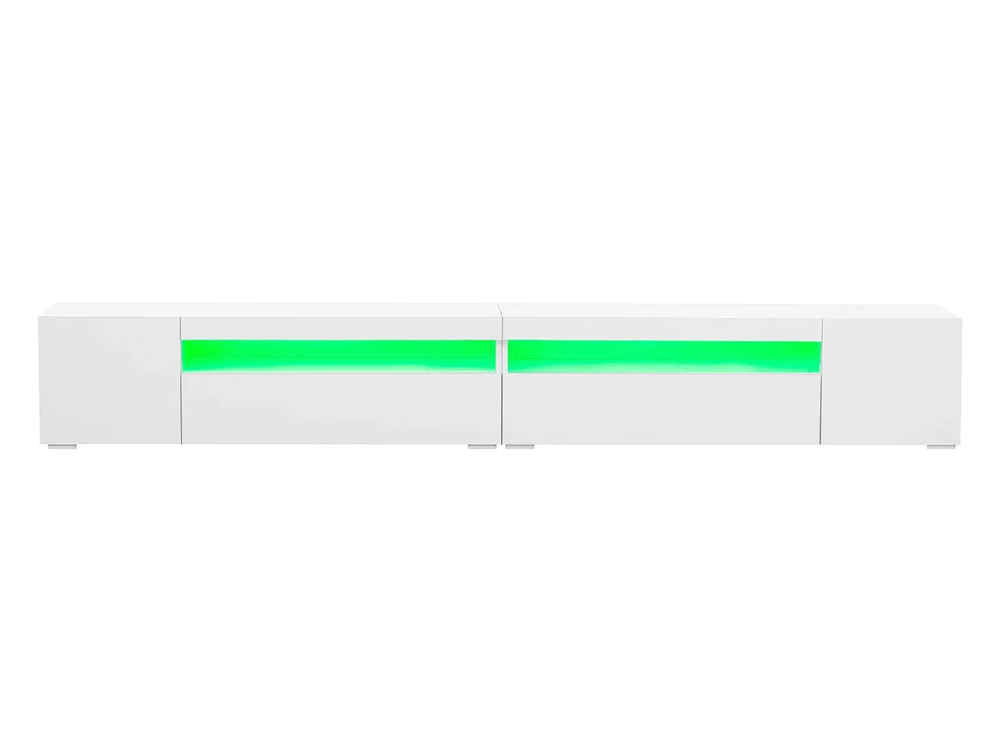 Suporte de TV branco com iluminação LED e 4 portas - Madeira MDF