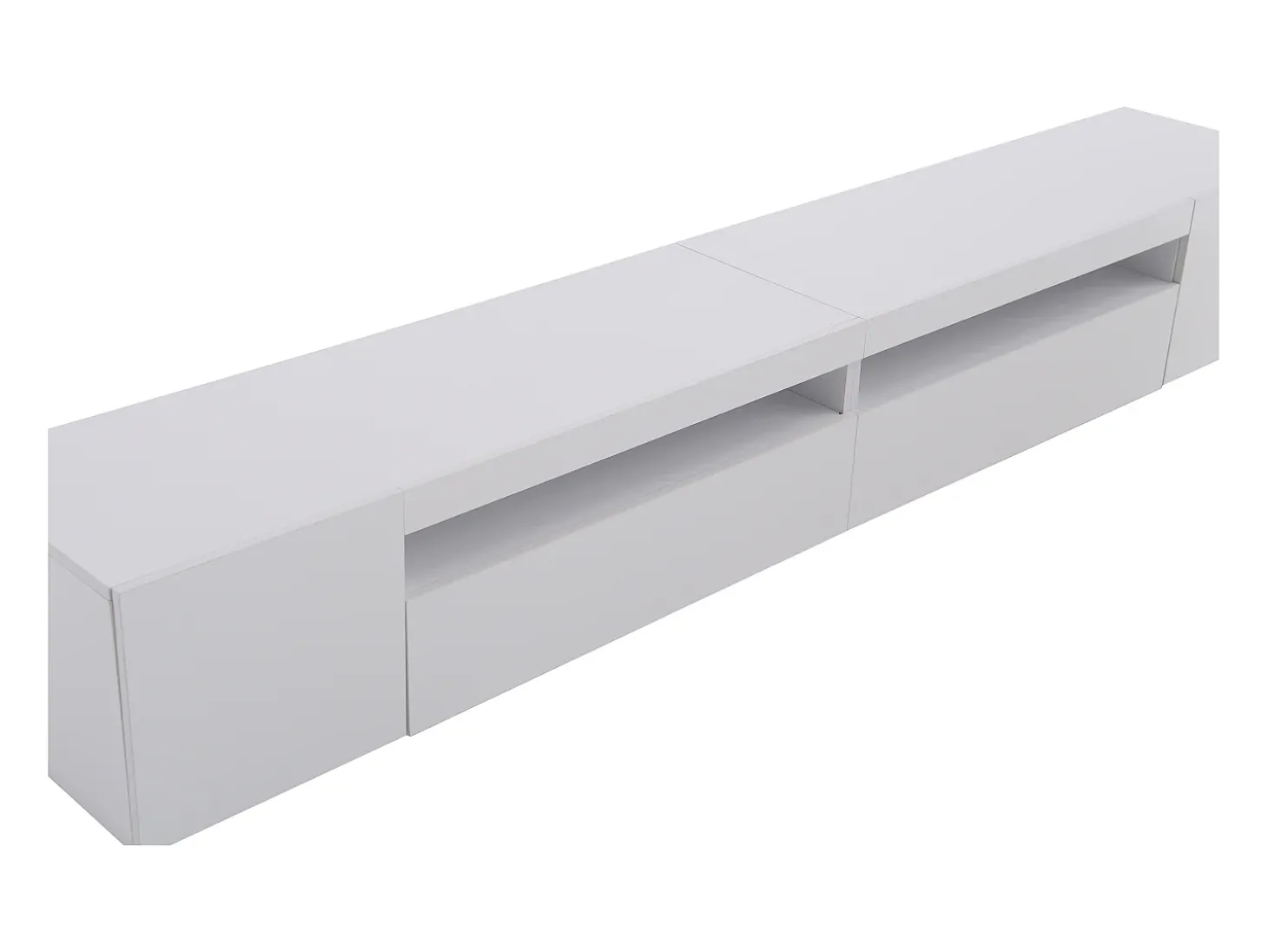 Suporte de TV branco com iluminação LED e 4 portas - Madeira MDF
