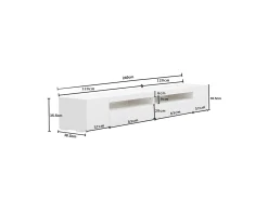 Suporte de TV branco com iluminação LED e 4 portas - Madeira MDF
