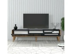 Suporte de TV Dbrunozz, Aparador de sala, Armário de TV baixo, Base de parede equipada, 180x45h35 cm, Antracite e Nogueira