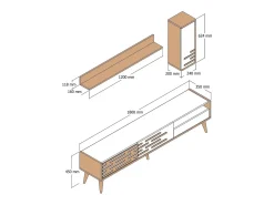 Suporte de TV Dbrunozz, Aparador de sala, Armário de TV baixo, Base de parede equipada, 180x45h35 cm, Antracite e Nogueira
