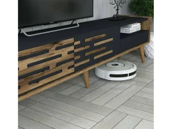 Suporte de TV Dbrunozz, Aparador de sala, Armário de TV baixo, Base de parede equipada, 180x45h35 cm, Antracite e Nogueira