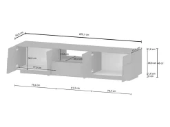 Suporte de TV Dcortinovi, CredenzBaixa para sala de estar com 4 portas e 1 gaveta, Base de suporte para TV, 220x44h46 cm, Branco brilhante