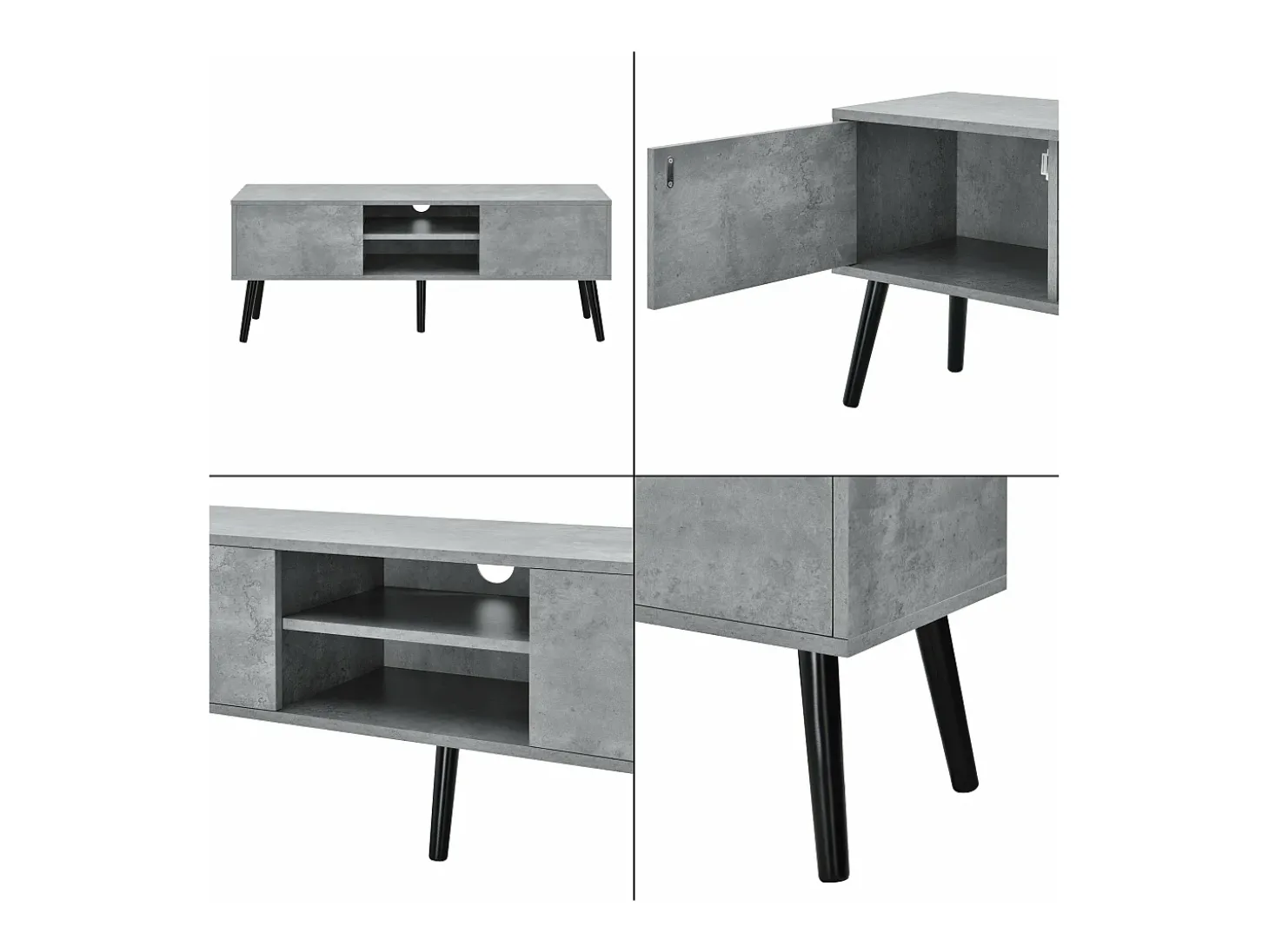 Suporte de TV de design com suporte para TV de 120 cm efeito concreto preto 03_0005863
