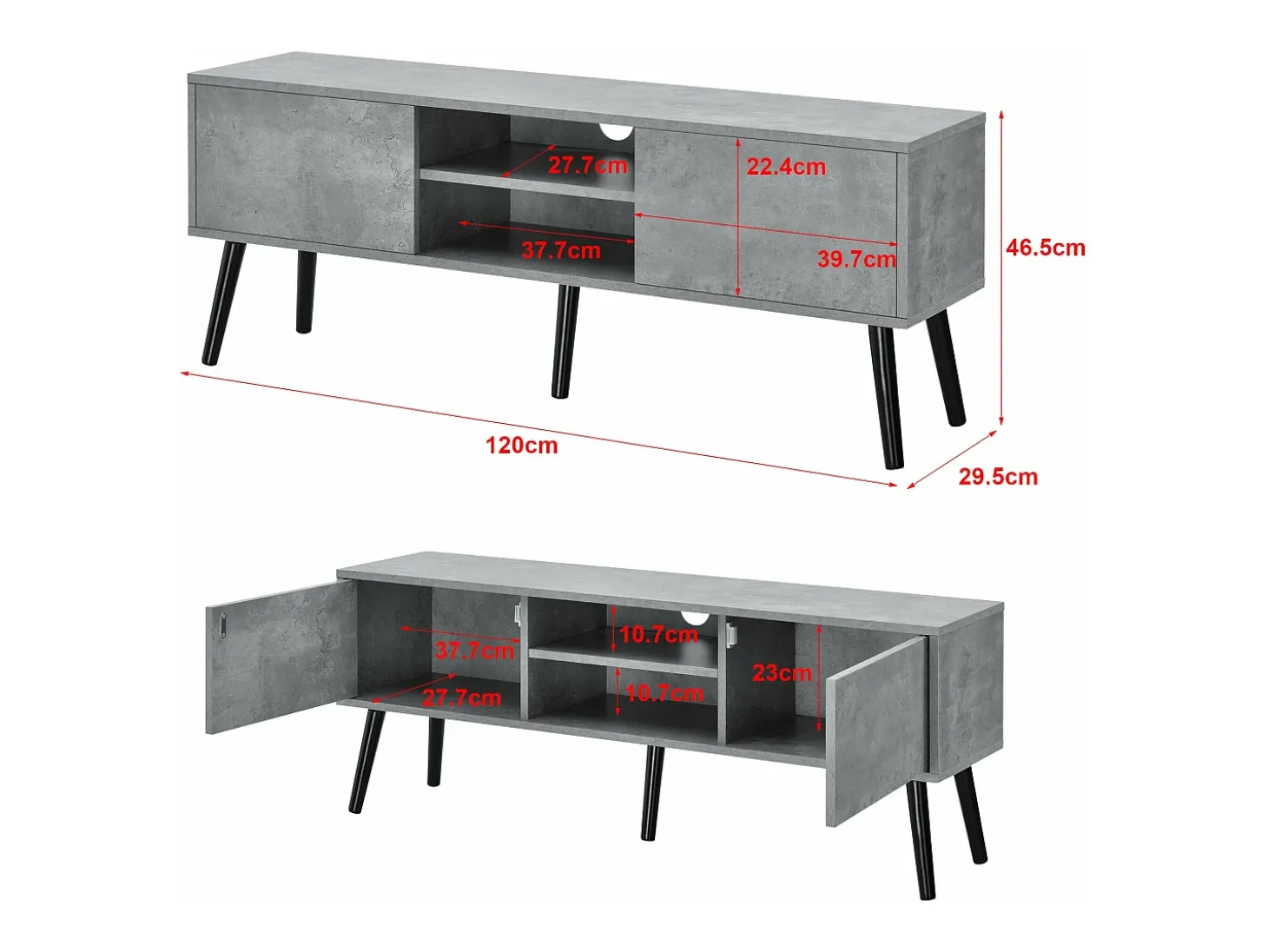 Suporte de TV de design com suporte para TV de 120 cm efeito concreto preto 03_0005863