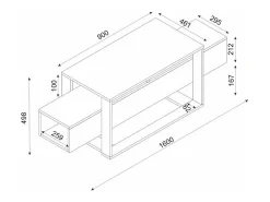 Suporte de TV Dgiacint, Aparador de sala, Armário de TV baixo, Base de parede equipada, 160x46h50 cm, Branco e Dourado