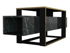 Suporte de TV Dgiacint, Aparador de sala, Armário de TV baixo, Base de parede equipada, 160x46h50 cm, Preto e Dourado