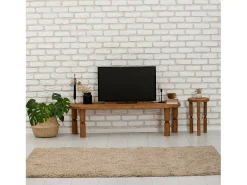 Suporte de TV Dgrimald, Aparador de sala, Armário de TV baixo, Base de parede equipada, 140x35h40 cm, Carvalho