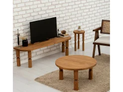 Suporte de TV Dgrimald, Aparador de sala, Armário de TV baixo, Base de parede equipada, 140x35h40 cm, Carvalho