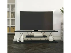 Suporte de TV Dmustaph, Aparador de sala, Armário de TV baixo, Base de parede equipada, 120x30h33 cm, Antracite e Cinza