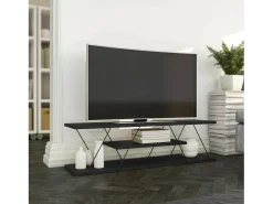 Suporte de TV Dmustaph, Aparador de sala, Armário de TV baixo, Base de parede equipada, 120x30h33 cm, Antracite e Cinza