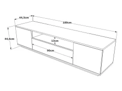 Suporte de TV Dpi móvelErott, Aparador de sala, Armário de TV baixo, Base de parede equipada, 180x45h45 cm, Carvalho e Antracite