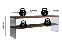 Suporte de TV Dpianc, Aparador de sala, Armário de TV baixo, Base de parede equipada, 120x35h45 cm, Nogueira escura