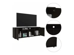 Suporte de TV em melamina Prana com ampla arrumação e 3 prateleiras, 51.5 cm X 150.4 cm X 37 cm , Preto