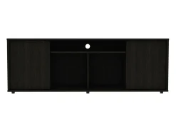 Suporte de TV em melamina Prana com ampla arrumação e 3 prateleiras, 51.5 cm X 150.4 cm X 37 cm , Preto