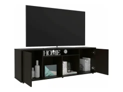 Suporte de TV em melamina Prana com ampla arrumação e 3 prateleiras, 51.5 cm X 150.4 cm X 37 cm , Preto
