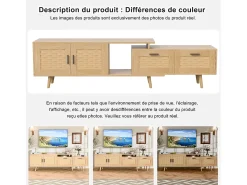 Suporte de TV extensível de 146 a 180 cm, com 2 gavetas, 2 portas e espaço de armazenamento, ideal para sala de estar ou quarto. Fabricado em madeira.