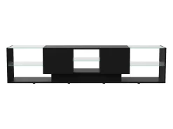 Suporte de TV LED de parede preto – 200 cm, design moderno, vidro temperado, iluminação RGB