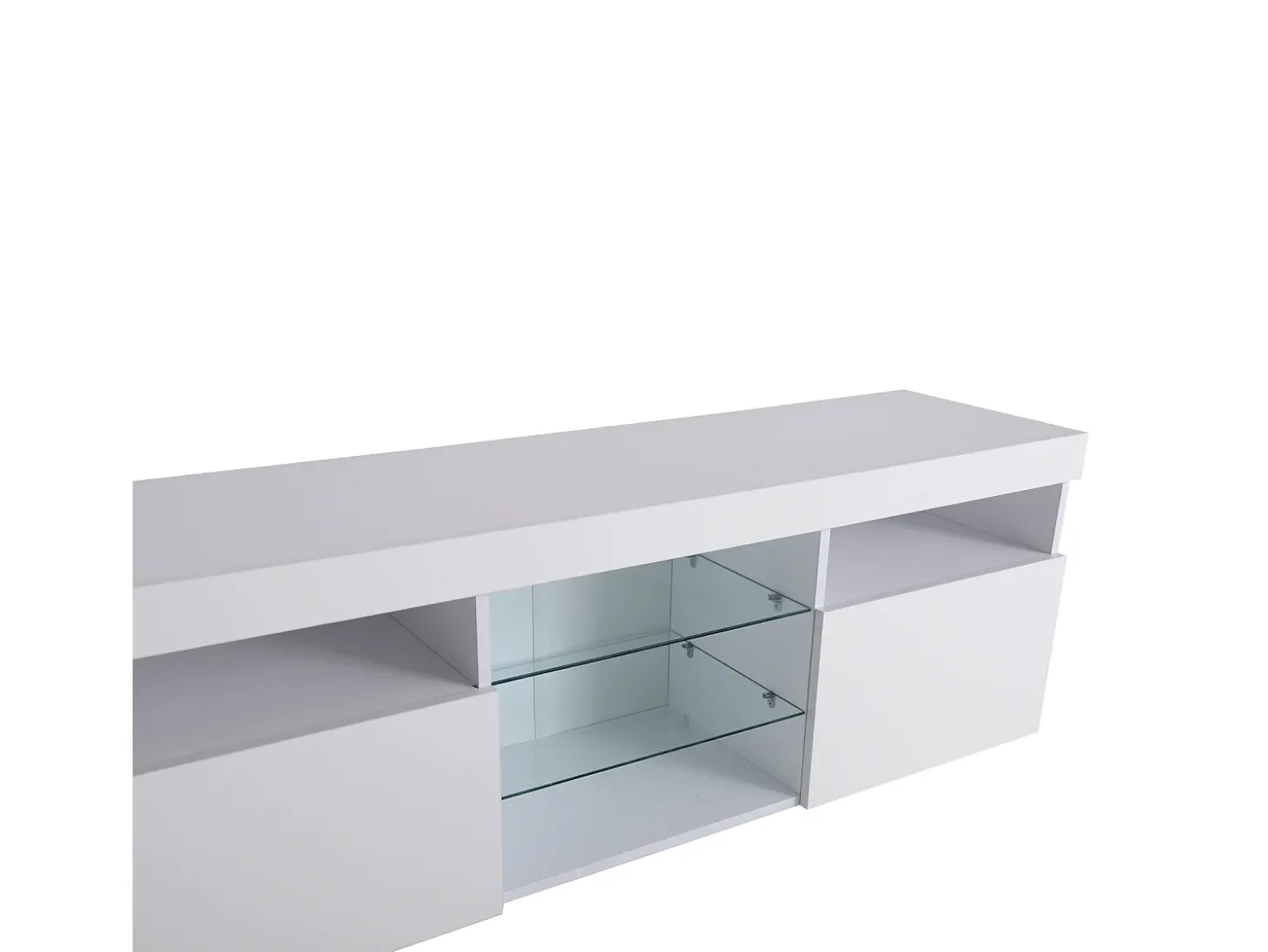 Suporte de TV moderno branco, painel transparente, LED regulável, para sala de estar e sala de jantar, 180 x 35 x 45 cm
