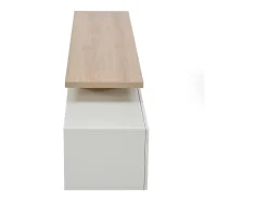 Suporte de TV moderno com luzes LED reguláveis, 3 portas e prateleiras de vidro - Branco