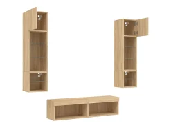 Suporte de TV multimídia prateleira de TV buffet de TV sala de jantar sala de estar quarto com LED 6 peças carvalho Sonoma madeira projetada marrom 02_0029458