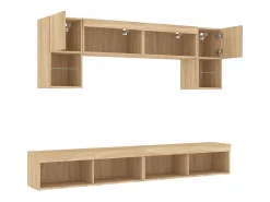 Suporte de TV multimídia prateleira de TV buffet de TV sala de jantar sala de estar quarto com LED 6 peças carvalho Sonoma madeira projetada marrom 02_0029454
