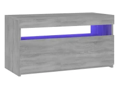 Suporte de TV multimídia prateleira de TV aparador armário de TV sala de jantar sala de estar quarto com luzes LED Sonoma 75 x 35 x 40 cm cinza 02_0026828