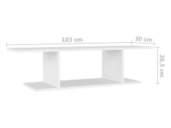 Suporte de TV multimídia prateleira de TV armário de TV aparador de TV sala de jantar sala de estar quarto montado na parede 103 x 30 x 26,5 cm branco 02_0027745