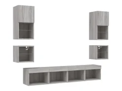 Suporte de TV multimídia prateleira de TV buffet de TV sala de jantar sala de estar quarto com LED 8 peças Sonoma Engineered Wood cinza 02_0029484