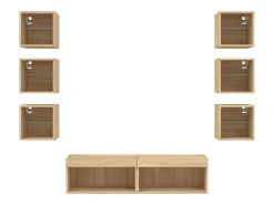 Suporte de TV multimídia prateleira de TV buffet de TV sala de jantar sala de estar quarto com LED 8 peças carvalho Sonoma madeira projetada marrom 02_0029482