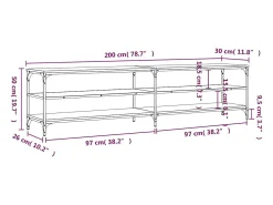 Suporte de TV multimídia prateleira de TV buffet de TV sala de jantar sala de estar quarto sonoma 200 x 30 x 50 cm madeira projetada e metal cinza 02_0028436