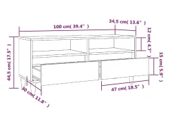 Suporte de TV multimídia prateleira de TV aparador de TV sala de jantar sala de estar quarto 100 x 345 x 445 cm madeira de engenharia branca 02_0025469