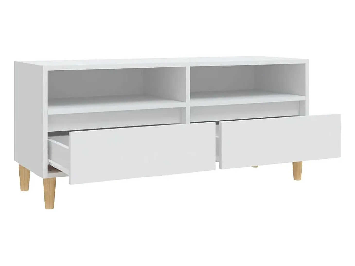 Suporte de TV multimídia prateleira de TV aparador de TV sala de jantar sala de estar quarto 100 x 345 x 445 cm madeira de engenharia branca 02_0025469
