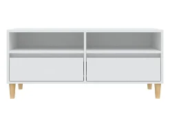 Suporte de TV multimídia prateleira de TV aparador de TV sala de jantar sala de estar quarto 100 x 345 x 445 cm madeira de engenharia branca 02_0025469